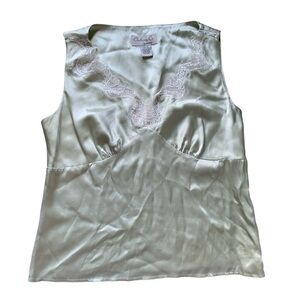 Clothing Co. by Notations Green Silk Lace Trim Camisole M